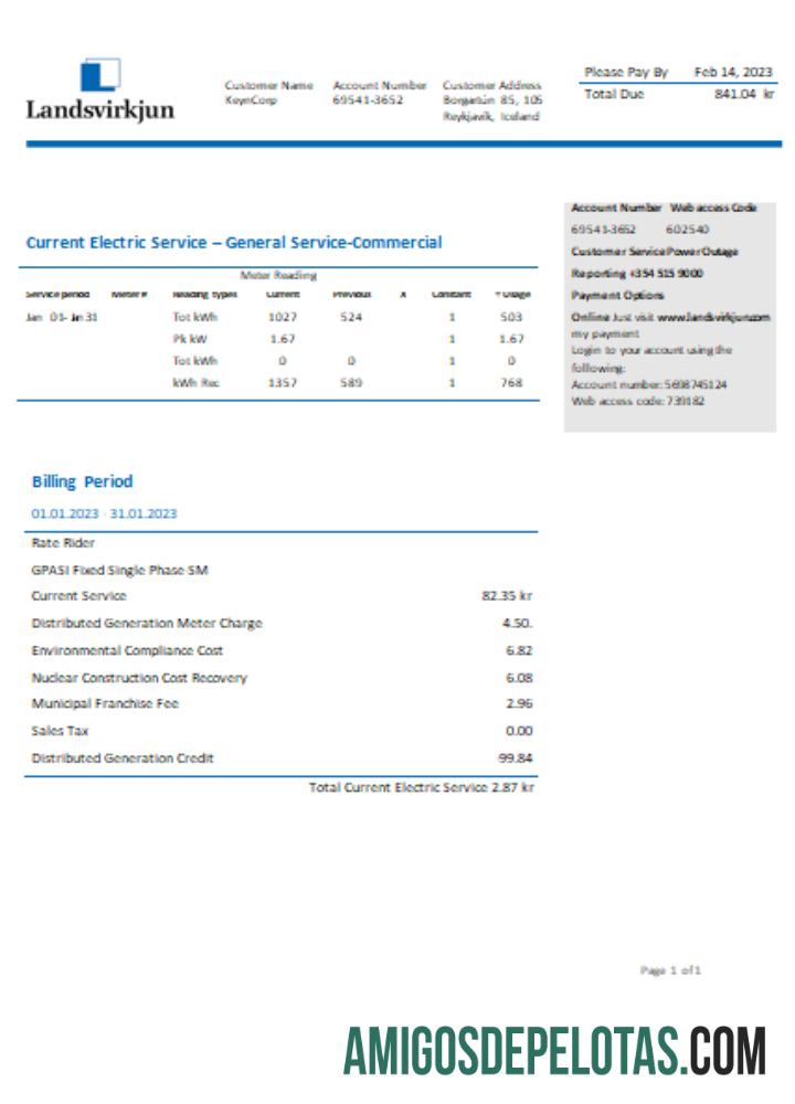 Projeto de Lei de Negócios de Utilidades de Eletricidade da Companhia Nacional de Energia da Islândia Landsvirkjun, SCR baixar para verificação